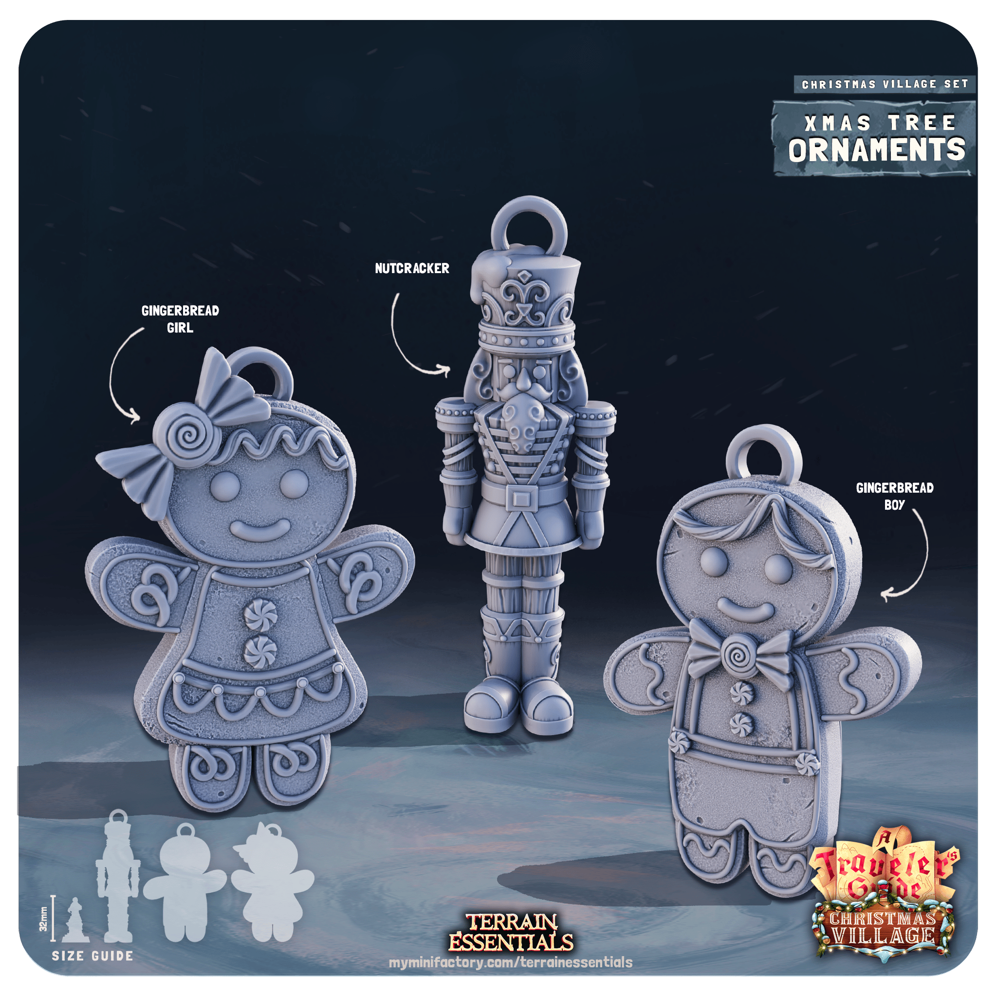 3D Printed Cast n Play Christmas Village Terrain Set 28mm 32mm D&D