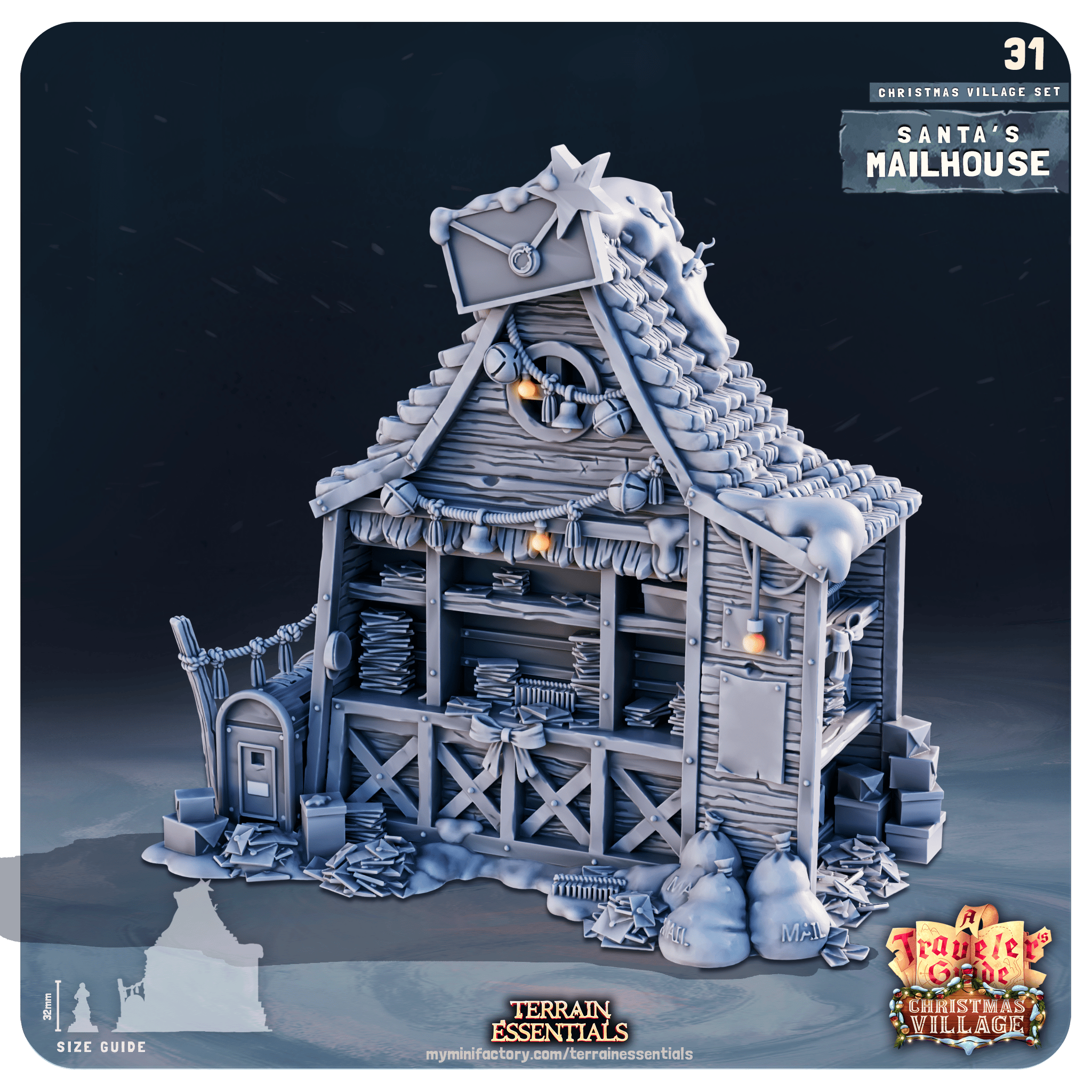 3D Printed Cast n Play Christmas Village Terrain Set 28mm 32mm D&D