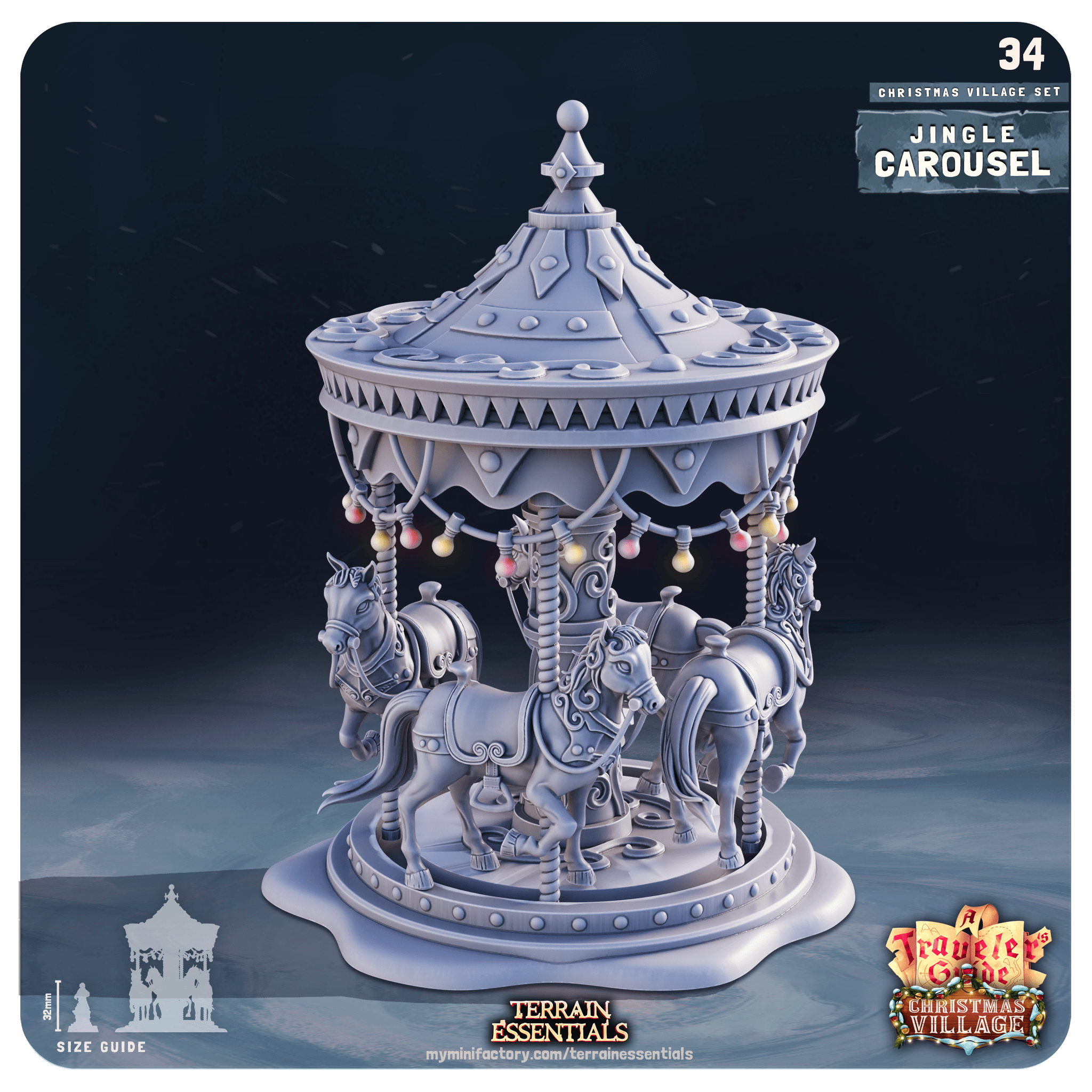 3D Printed Cast n Play Christmas Village Terrain Set 28mm 32mm D&D