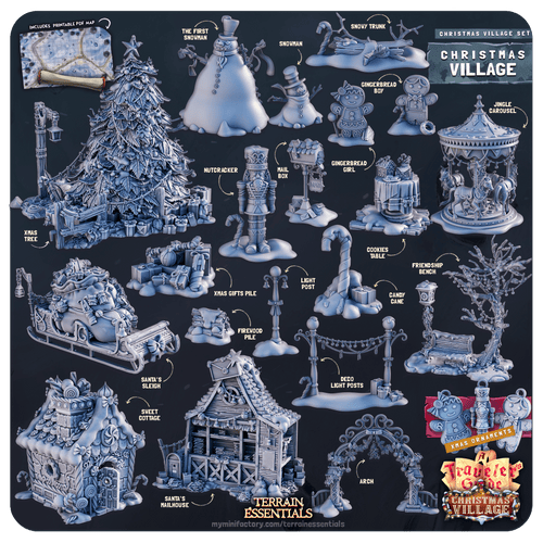 3D Printed Cast n Play Christmas Village Terrain Set 28mm 32mm D&D