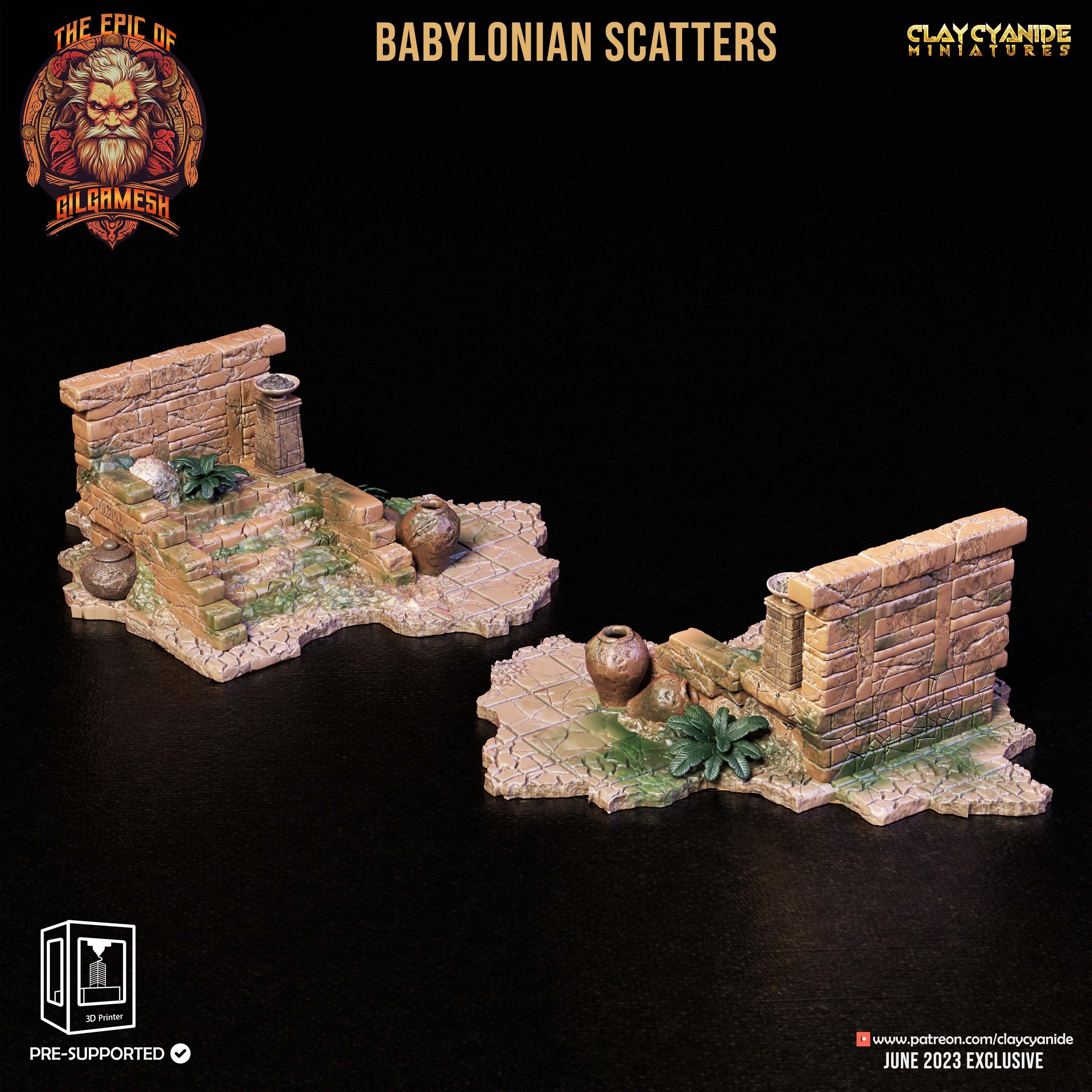 3D Printed Clay Cyanide Epic of Gilgamesh Set Babylonian Scatter Terrain 28 32 mm D&D